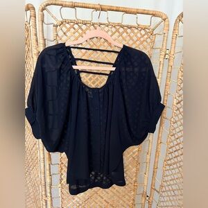 Agaci Sheer Navy Blue Blouse